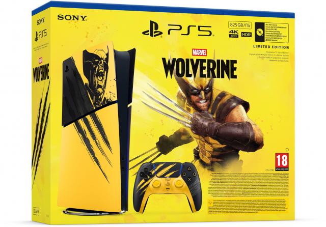 Gaming Console PlayStation 5 (Slim) - Digital Edition - Marvel’s Wolverine Battle Yellow Limited Edition Bundle 