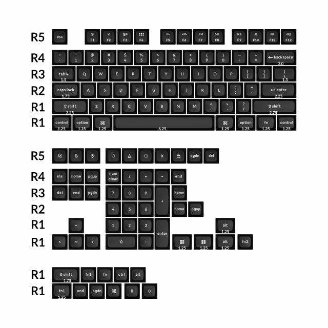 Капачки за механична клавиатура Keychron Double Shot KSA PBT Keycap Full Keycap Set 137 Keycaps - Black 