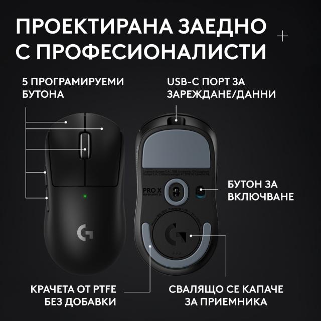 Геймърска безжична мишка Logitech G Pro X Superlight 2c SE - Black 