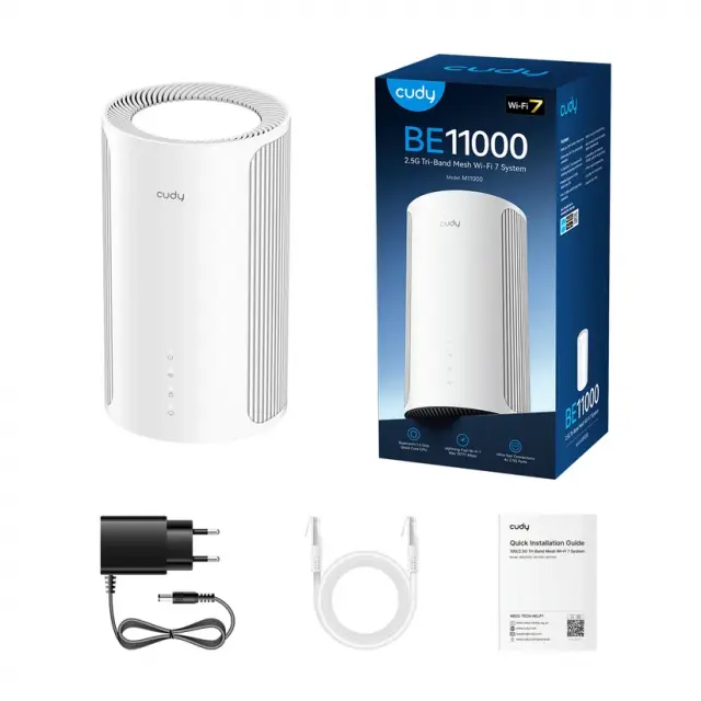 Whole Mesh System Cudy M11000 BE11000 Tri-Band 2.4/5/6Ghz 688 - 5765 Mbps 