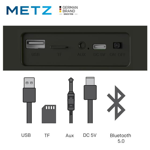 METZ Bluetooth column Sound 2 Mini /soundbar/, 10W, LED, FM radio, SD slot 