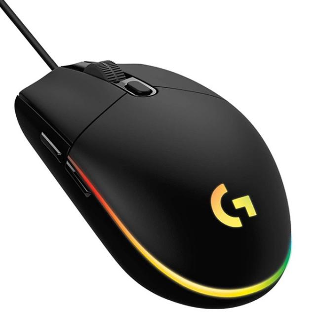 Геймърска мишка Logitech G203, Оптична (8000 dpi), USB, RGB, Черна 