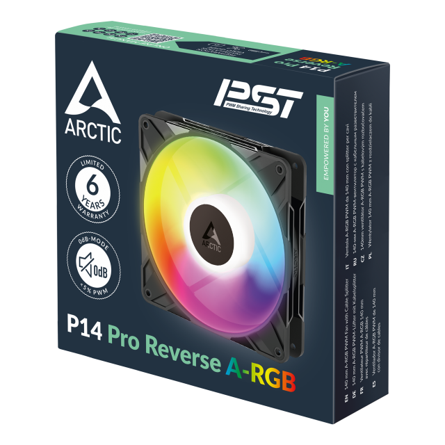 Комплект вентилатори 3-Pack ARCTIC P14 Pro Reverse A-RGB 140mm PWM - ACFAN00327A 