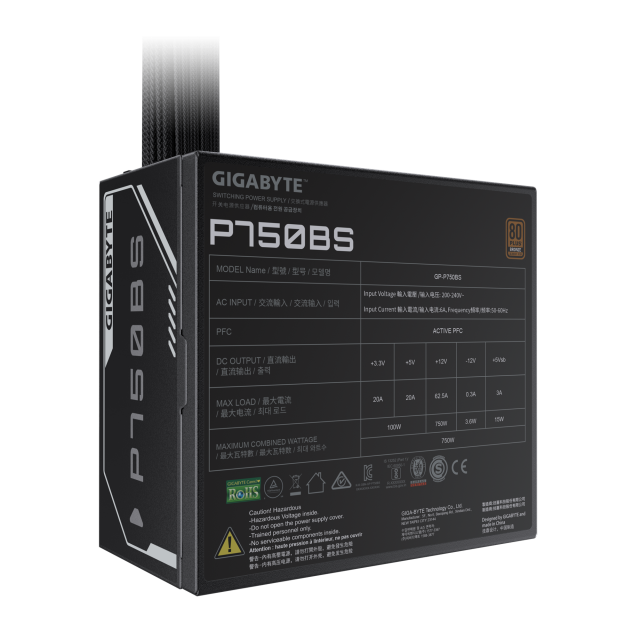Power Supply Gigabyte P750BS, 750W, 80+ Bronze 