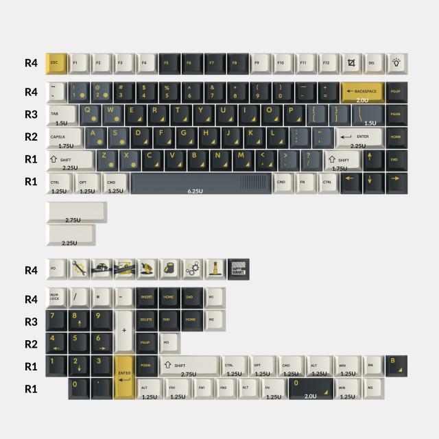 Капачки за механична клавиатура Keychron Cherry Profile Dye-Sub PBT Full Keycap Set - Retro Garage 