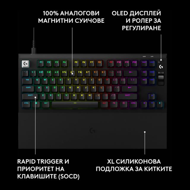 Gaming Mechanical keyboard Logitech G Pro X2 RAPID TKL, Magnetic Analog Linear Switch - Black 