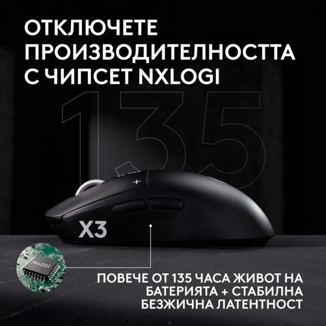 Геймърска мишка Logitech G Pro X3 Superstrike - Magenta Eclipse 