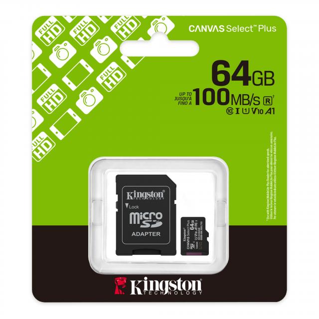 Memory card Kingston Canvas Select Plus, microSDXC 64GB 