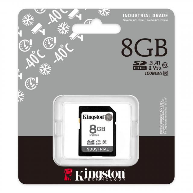 Карта памет Kingston 8GB SDHC Industrial C10, UHS-I, U3, V30, A1 