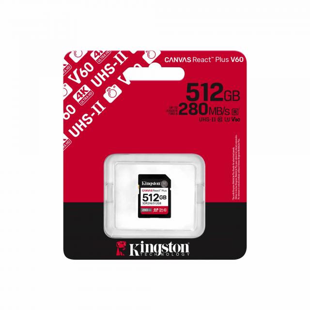 Карта памет Kingston Canvas React Plus V60 UHS-II 512GB 