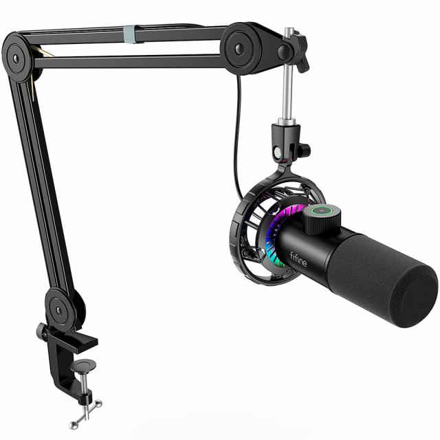 Microphone with Boom Arm FIFINE T658 Dynamic RGB - Black 