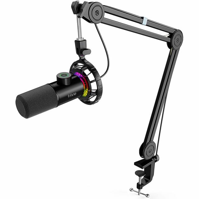 Microphone with Boom Arm FIFINE T658 Dynamic RGB - Black 