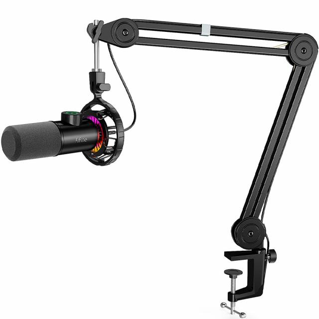 Microphone with Boom Arm FIFINE T658 Dynamic RGB - Black 