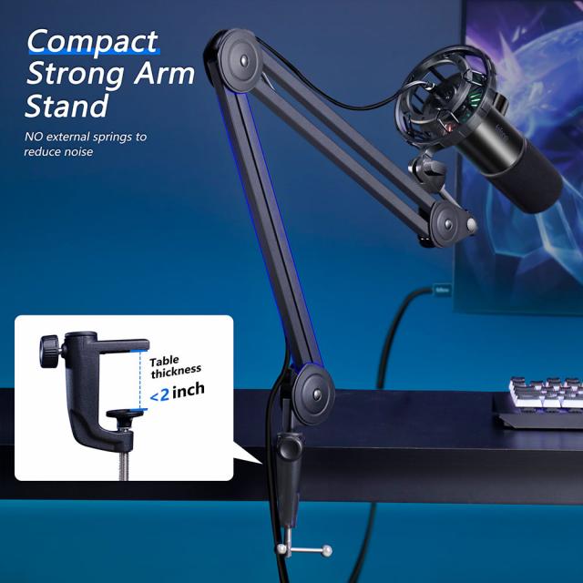 Microphone with Boom Arm FIFINE T658 Dynamic RGB - Black 