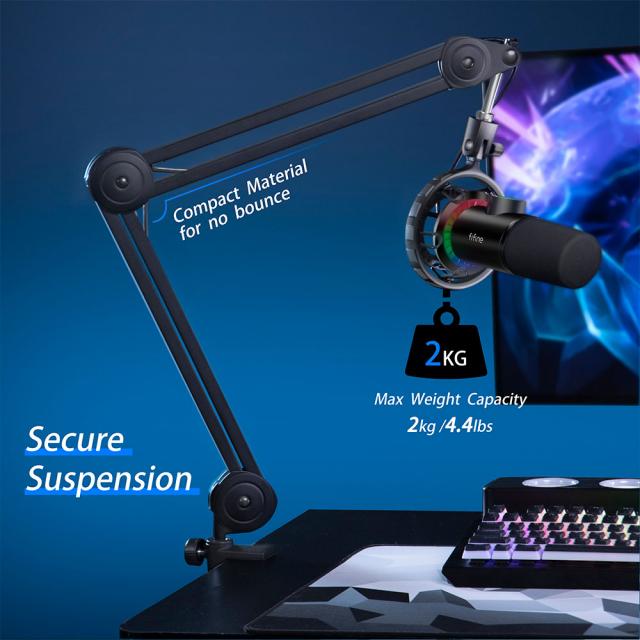 Microphone with Boom Arm FIFINE T658 Dynamic RGB - Black 