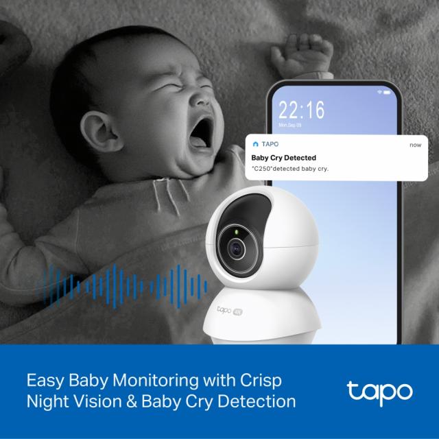 Домашна охранителна WiFi камера TP-Link Tapo C250, Pan/Tilt 