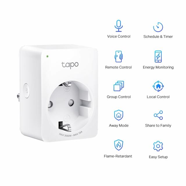 TP LINK TAPO P110 Smart socket 3680 W, 2.4Ghz, timer 