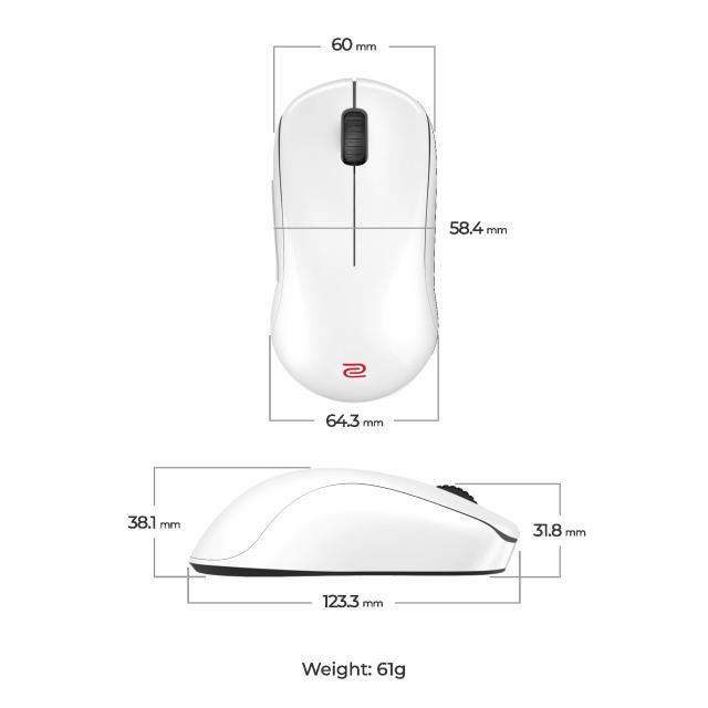 ZOWIE U2-DW 4K, Wireless Mouse For Esports, Glossy white 