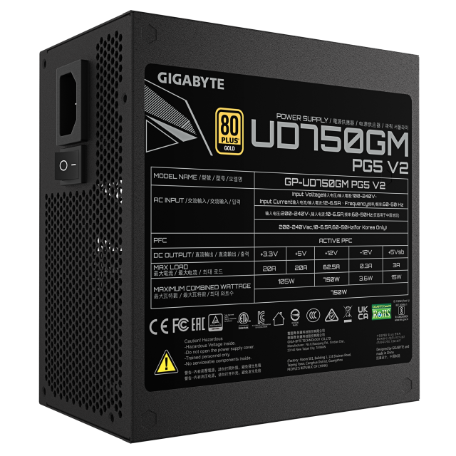 Power Supply Gigabyte UD750GM PG5 V2 , 750W, 80+ GOLD, PCIe 5.1 