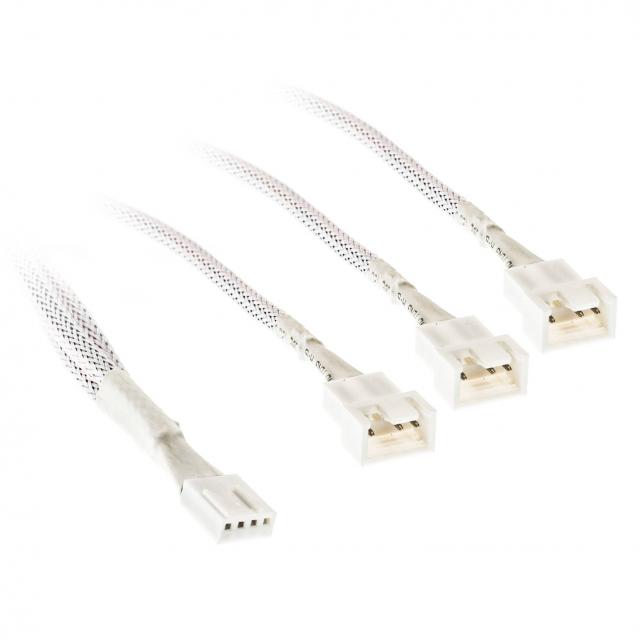 Kolink 1-3 PWM Fan Splitter Cable - 35cm, braided, White 