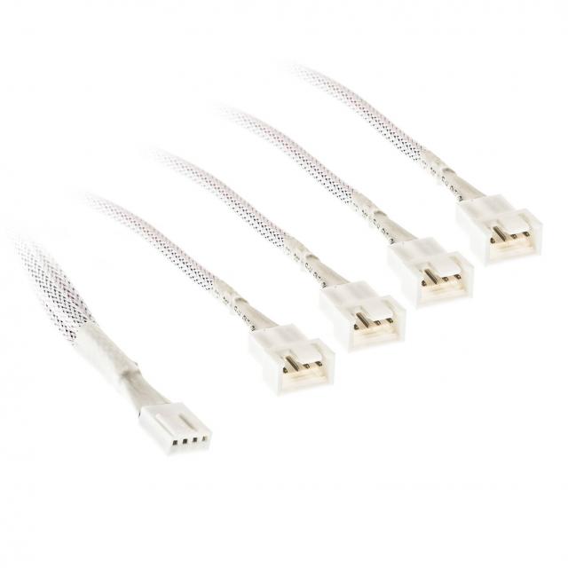 Kolink 1-4 PWM Fan Splitter Cable - 35cm, braided, White 
